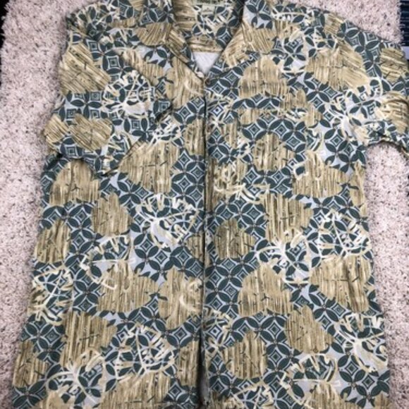 Paradise Coves Button Down Camp Shirt Hawaiian Tiki Floral Print Silk XL Casual - Picture 3 of 7